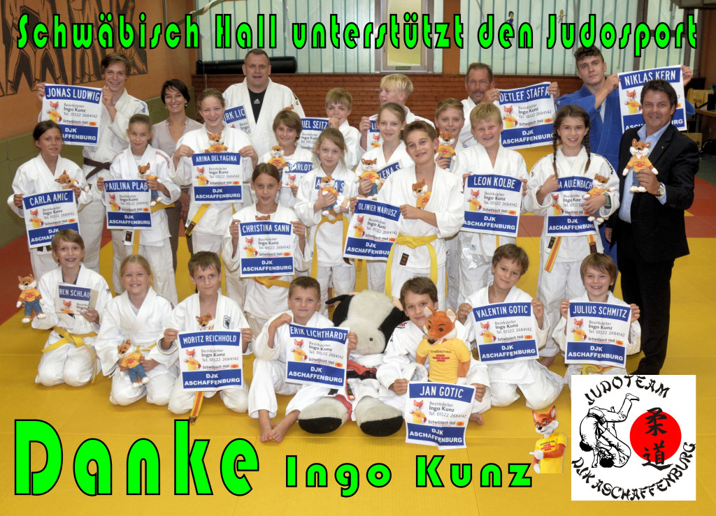 Neue Rückenaufnäher für die Judokids. Danke an den Sponsor Ingo Kunz von Schwäbisch Hall